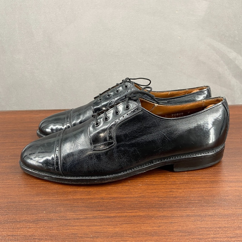 Allen Edmonds Essex Mens 9.5 D Dress Shoes Black Leather Cap Toe Lace Up Oxford